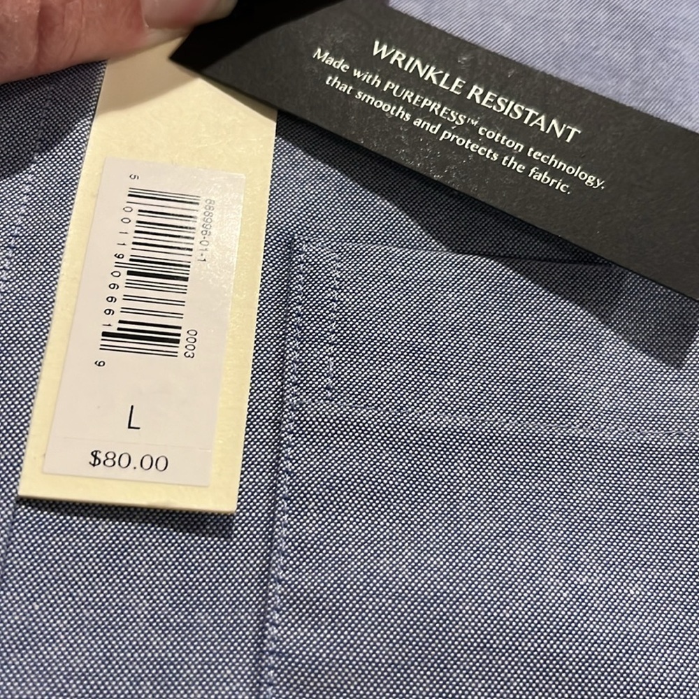 NWT Banana Republic Slim Wrinkle Resistant Blue Dress Shirt Size Large. - Picture 5 of 9